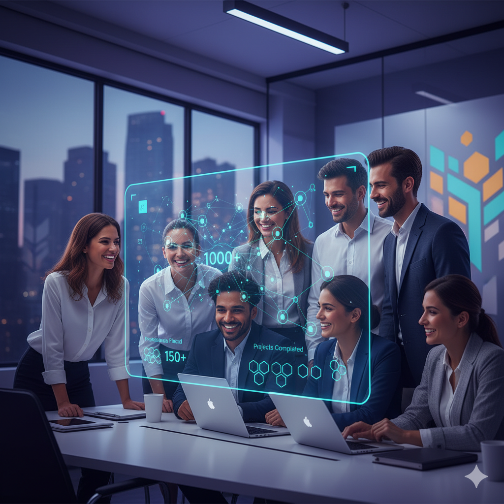 Professional team working together